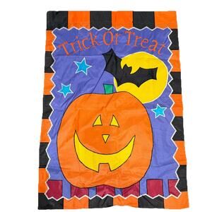 Vintage Halloween Trick or Treat Flag Jack-o-Lantern Yard Flag - 39.5" x 27.5"